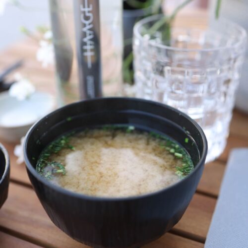 bowl of miso soup with noodles